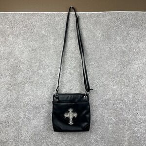 Marco Avane Faux Leather Black Crossbody Purse Rhinestone Purse Y2K‎
